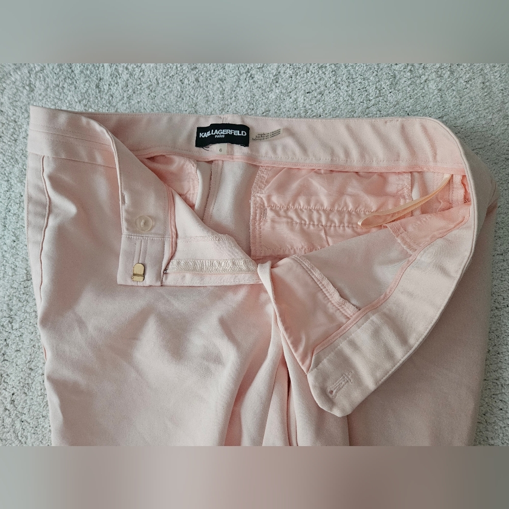 KARL LAGERFELD PARIS Blush Pink Cropped Trousers | SZ 6 - Picture 6 of 11